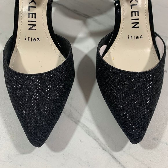 NIB ANNE KLEIN Black Sparkly Pointed Toe Shoes - Picture 3 of 6